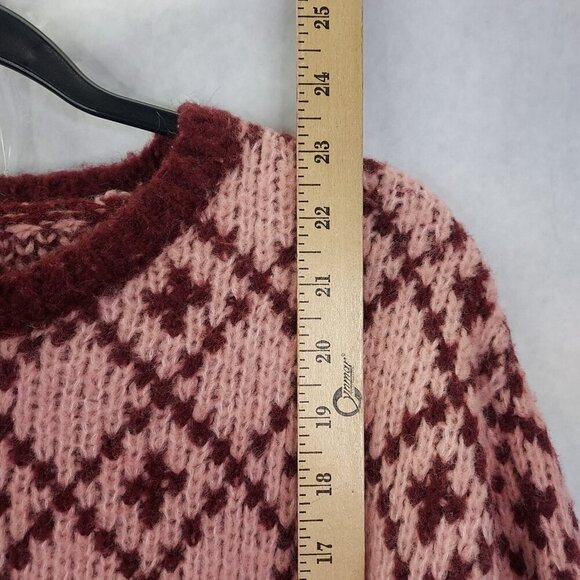Maeve Anthropologie Siegfried Sweater Women's XS Pink Maroon Wool Argyle Preppy - Picture 10 of 12